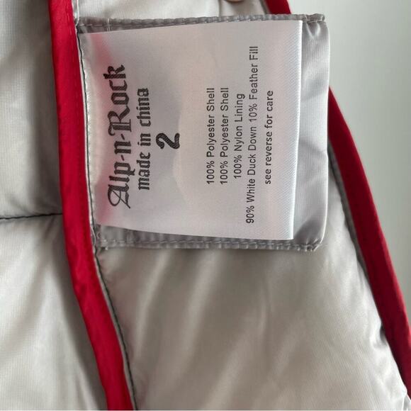 Alp-n-rock Chamonix down quilted bomber jacket steel grey and Swiss red size S - Picture 12 of 13